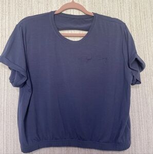 Royal Change Size Medium Blue Cropped Top Back Cutout Elastic Bottom